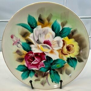 L'Amour China Hand Painted Flower Design Small Round Dish #60408. 6” diameter
